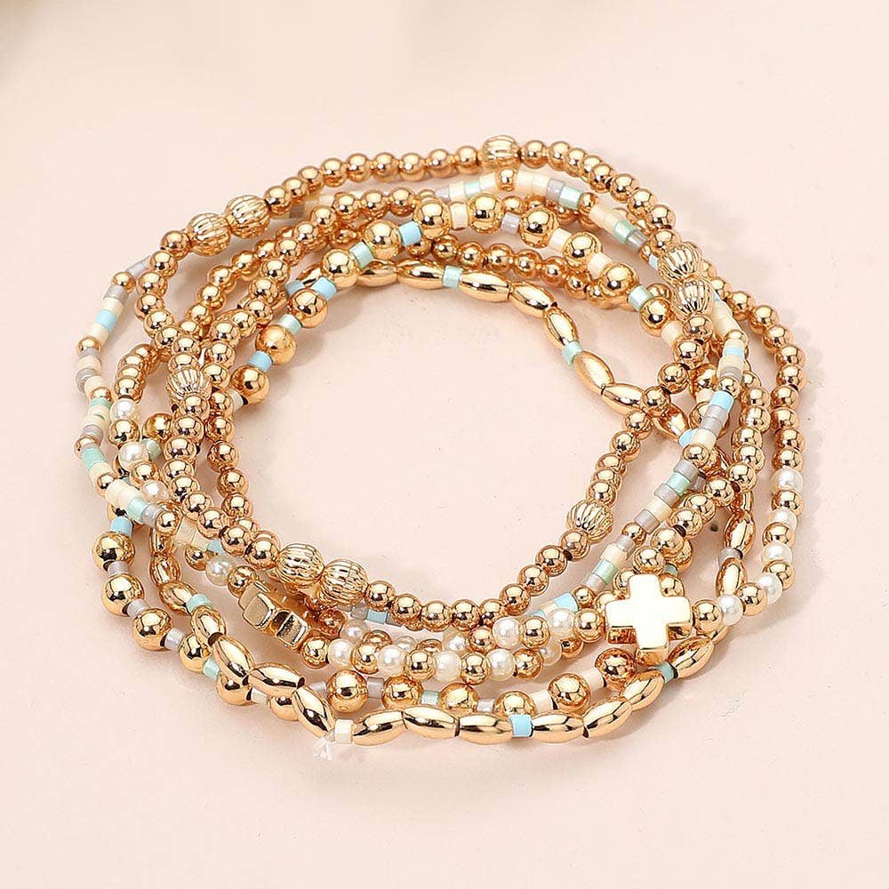 6 piece cross detail bracelet Neutral