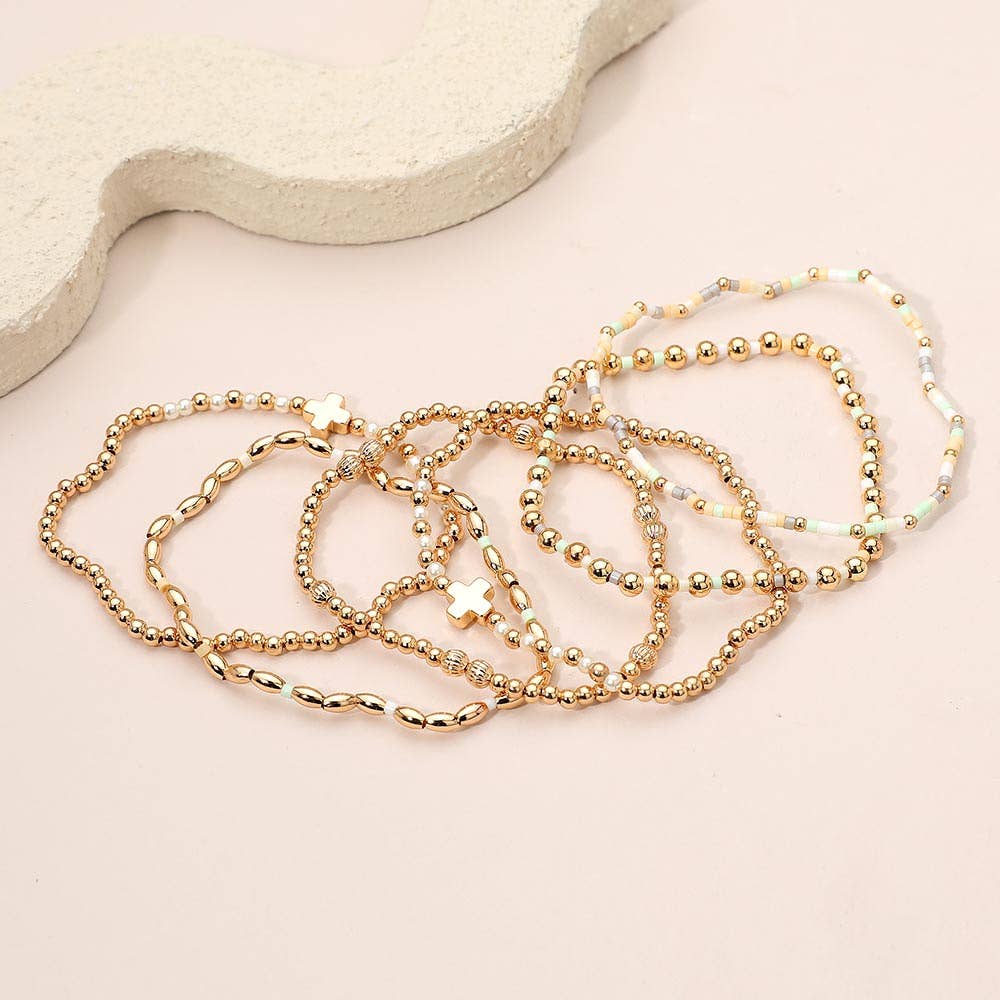 6 piece cross detail bracelet Neutral