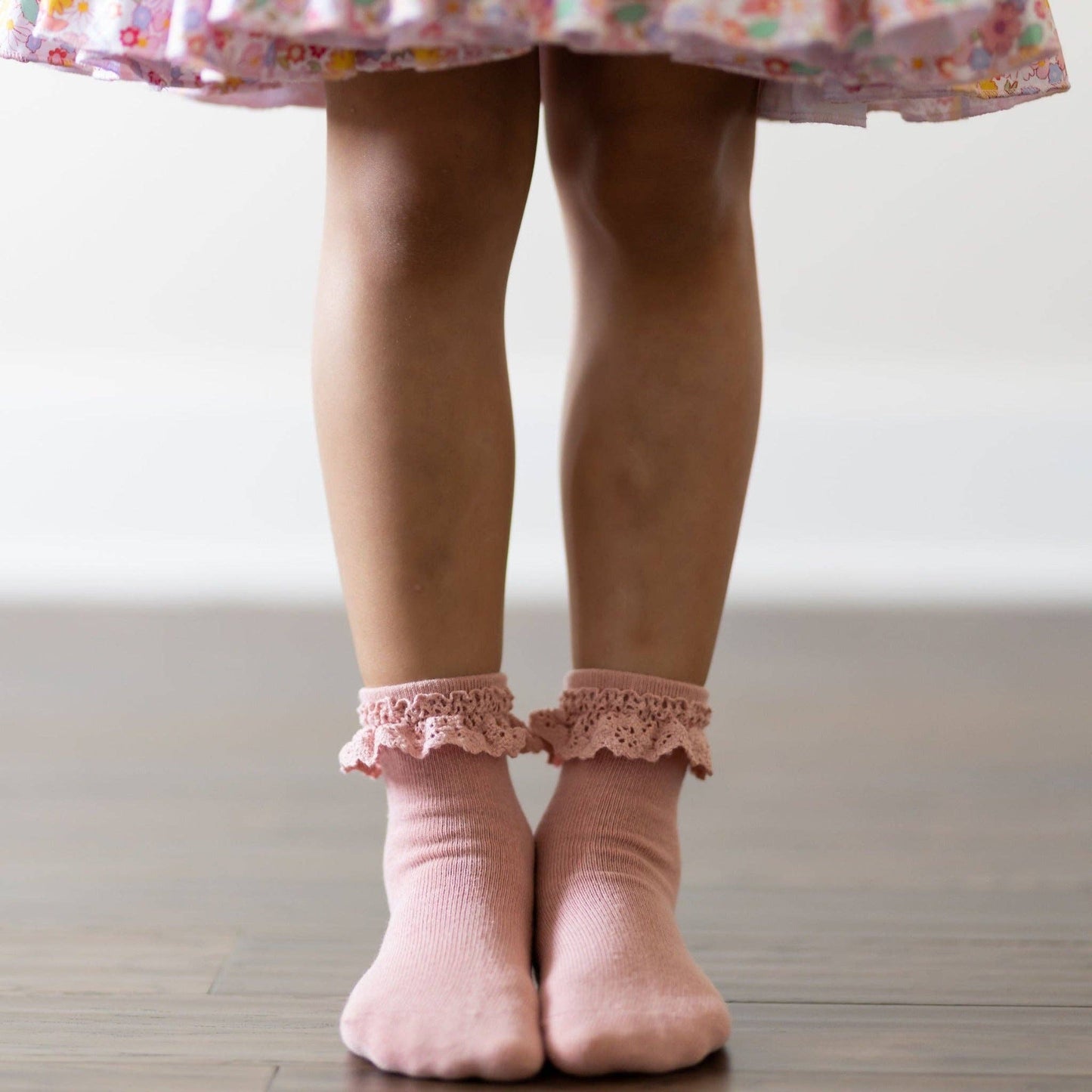 Blush Pink Lace Midi Socks