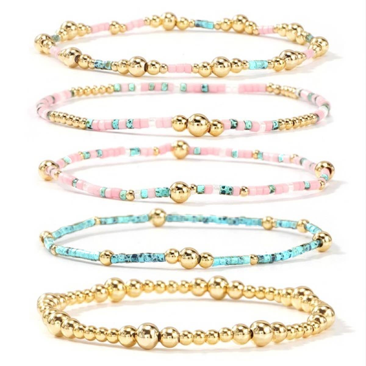 Multi layering bracelet teal/gold