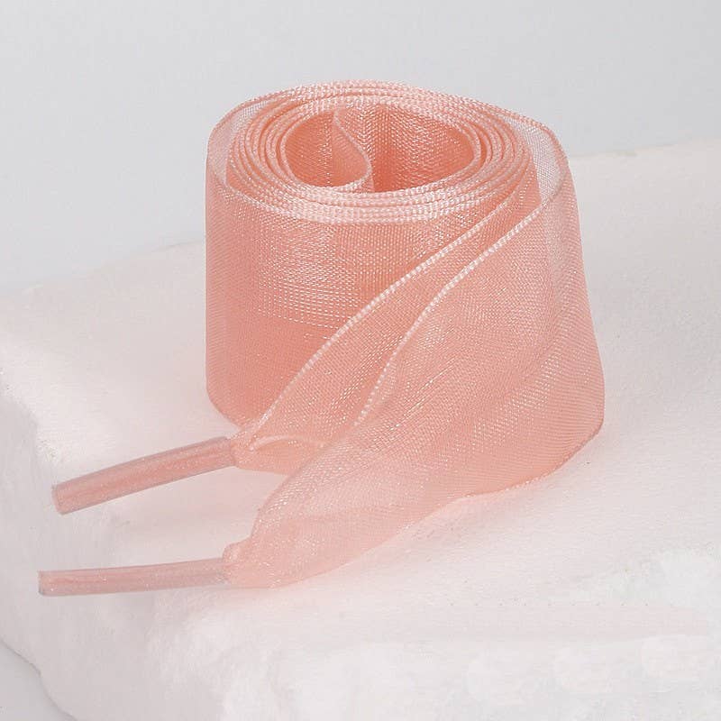 Sheer ribbon shoelaces Pink