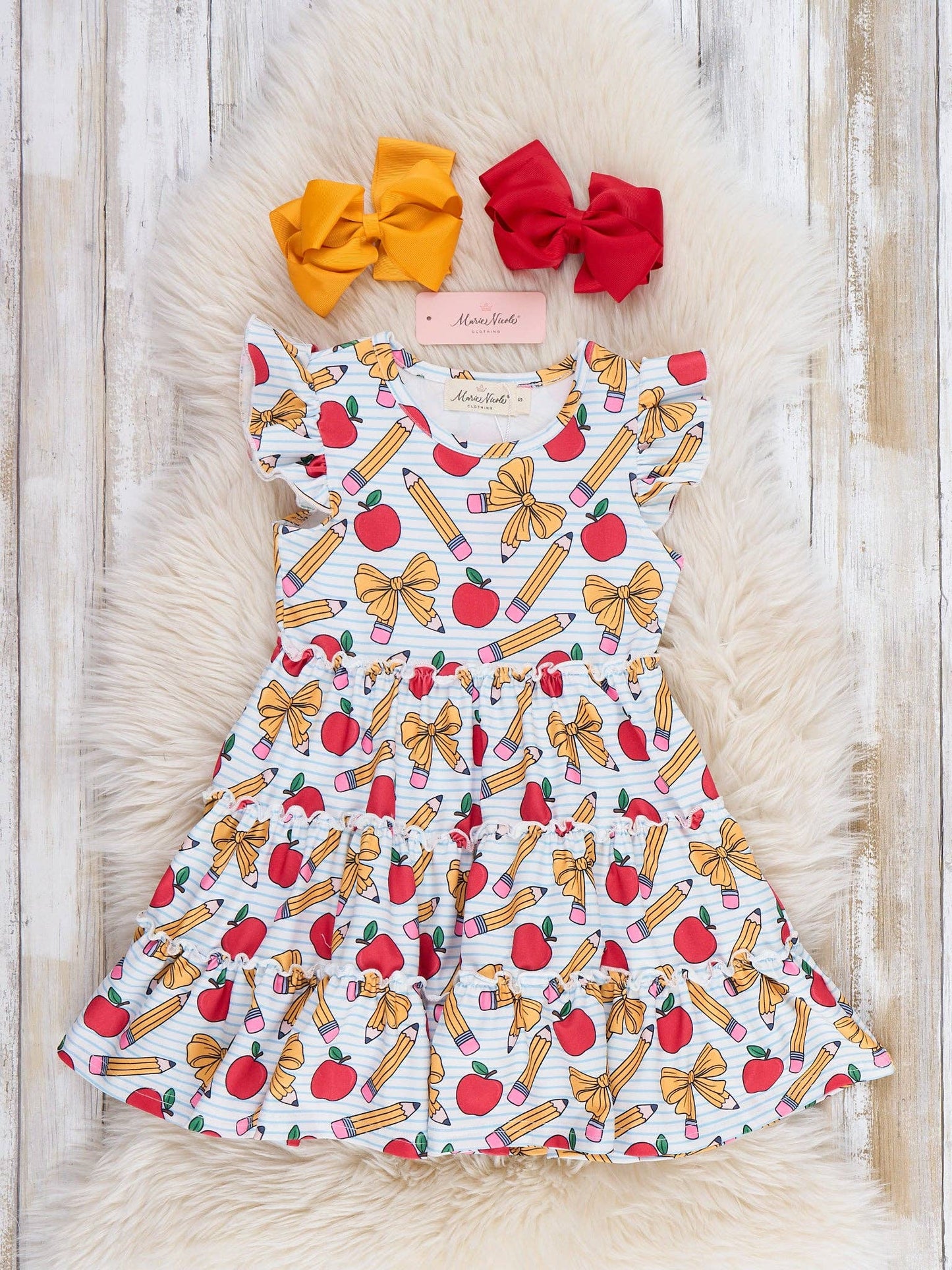 Little Learner Bow Ruffle Dress: S(2yrs)