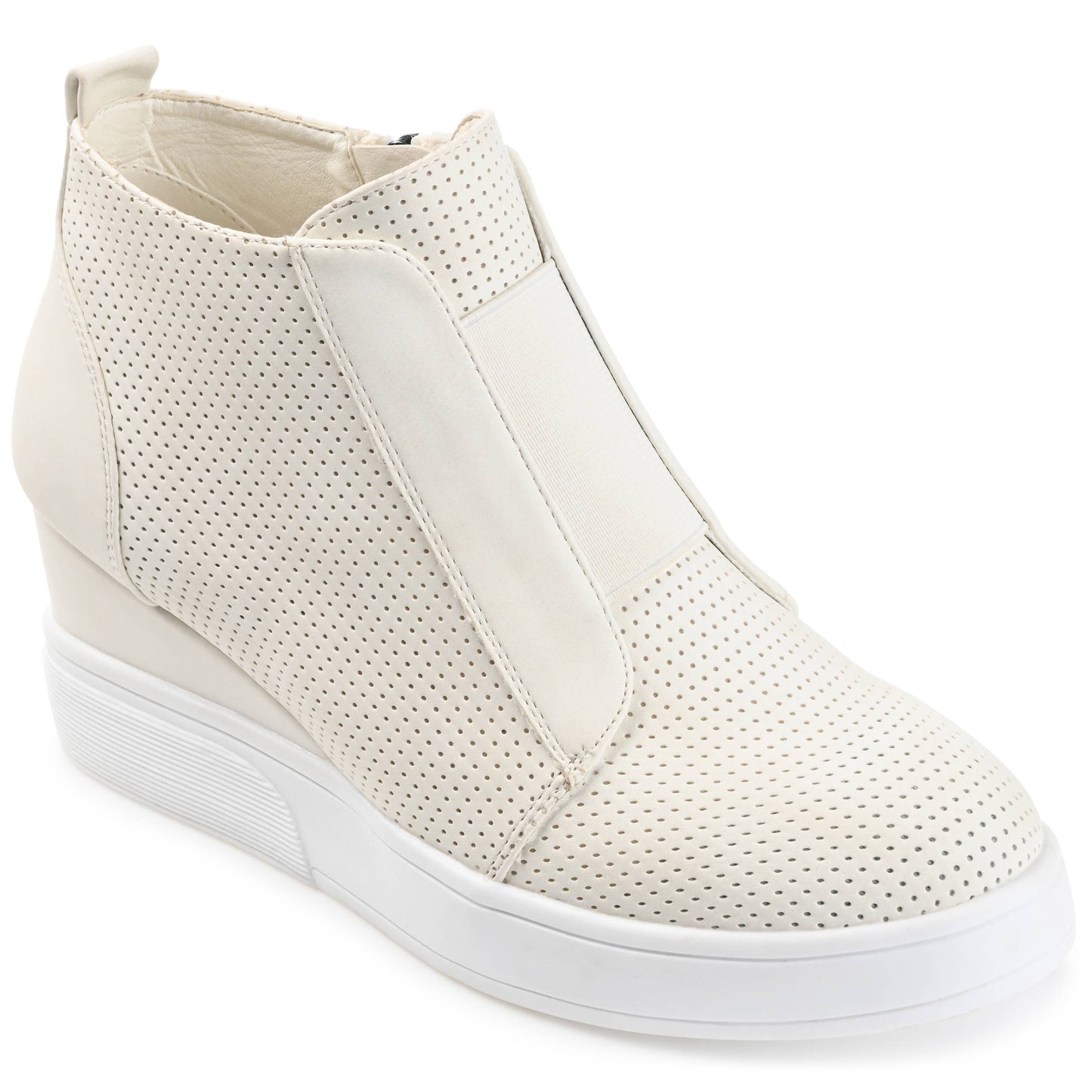 Clara Wedge Sneakers In Faux Leather: Olive / 9 / Medium