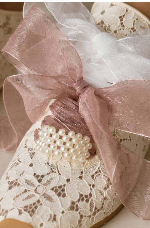 Sheer ribbon shoelaces Pink