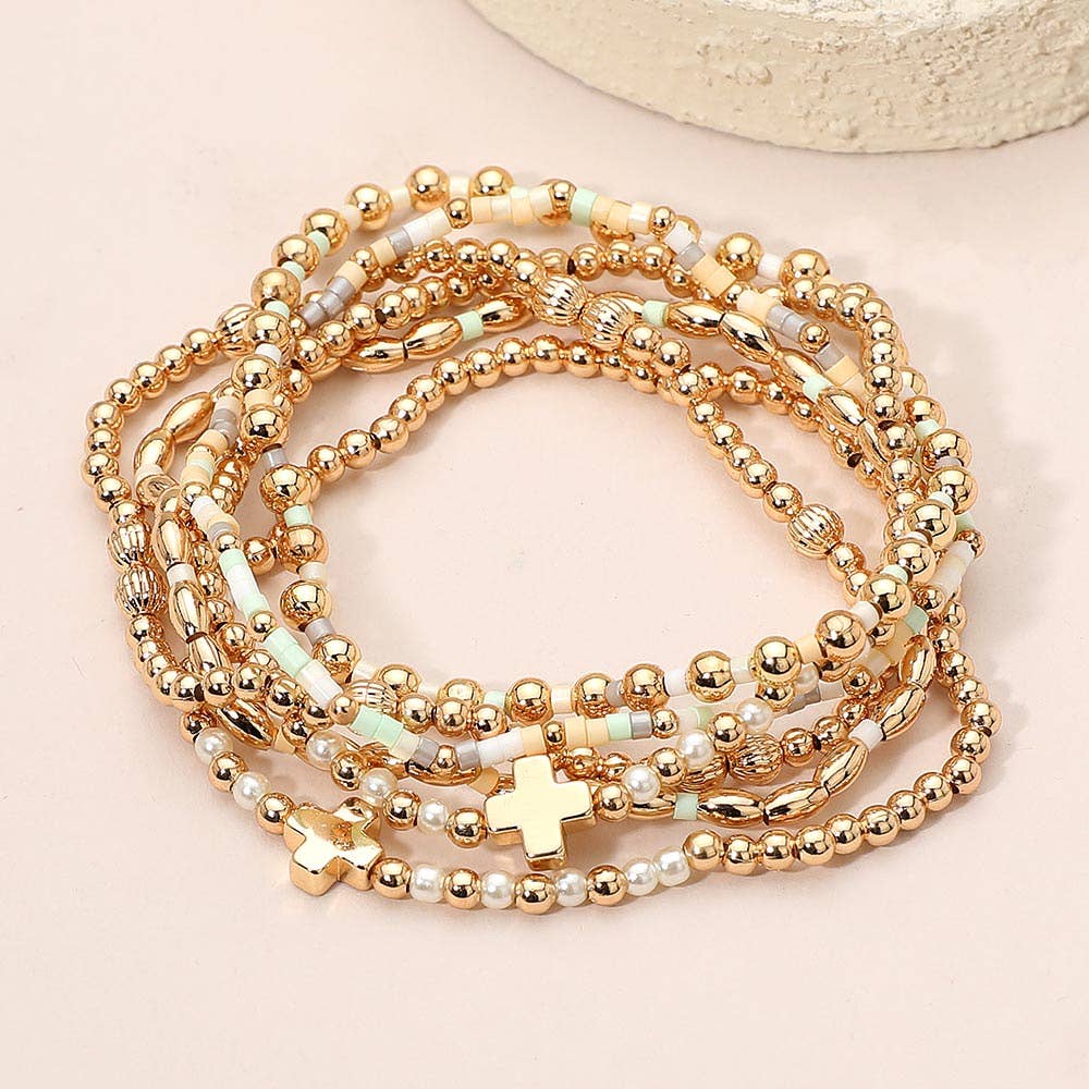 6 piece cross detail bracelet Neutral