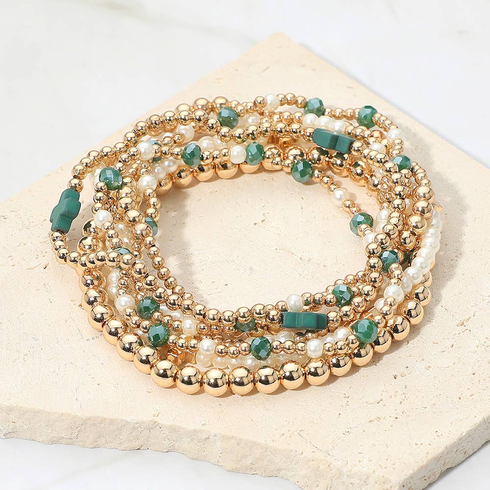 7 piece white cross bracelet