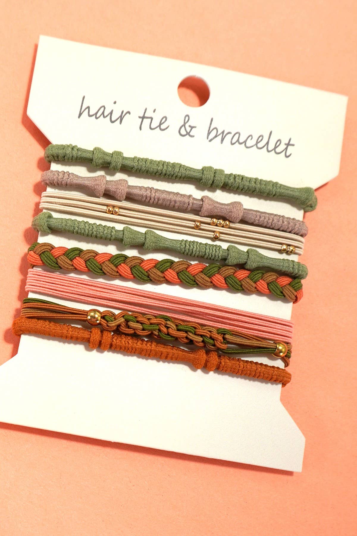 Boho Multi-Style Hair Tie Bracelet Set | Olive