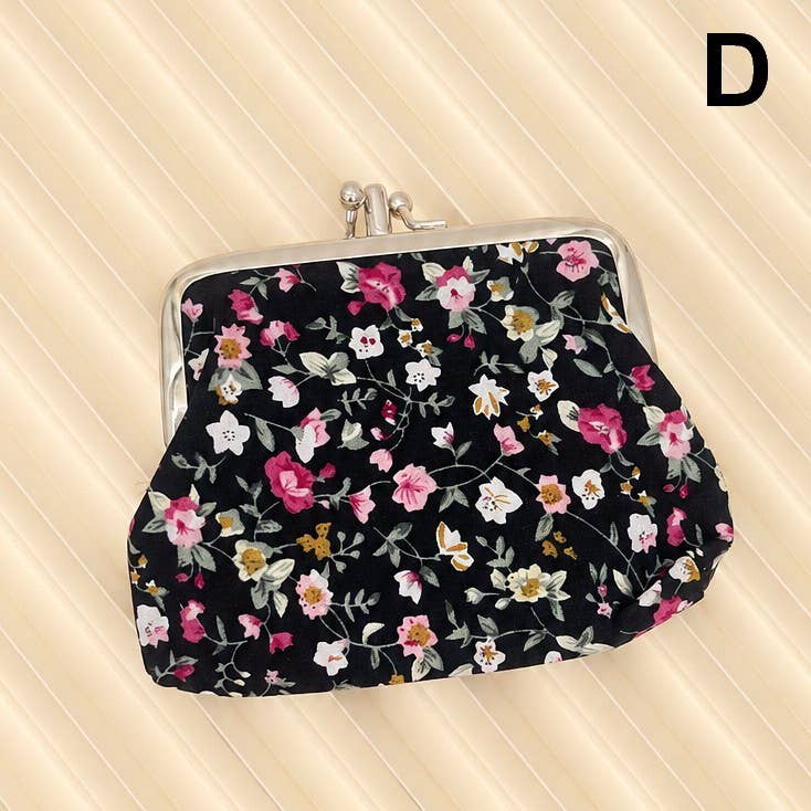 VINTAGE FLORAL KISS LOCK FRAME SMALL WALLET POUCH | 40P647: A