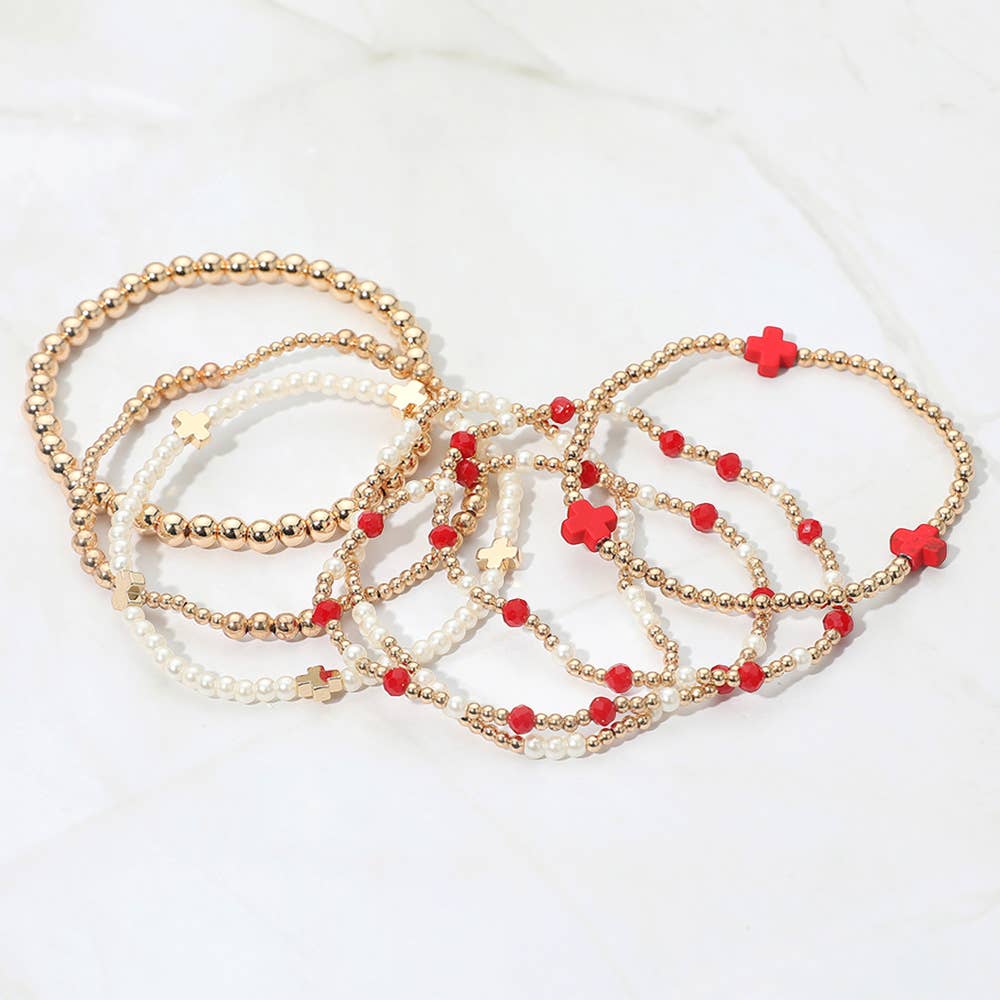 7 piece white cross bracelet