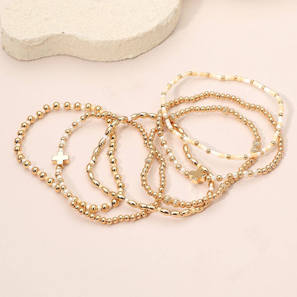 6 piece cross detail bracelet Neutral