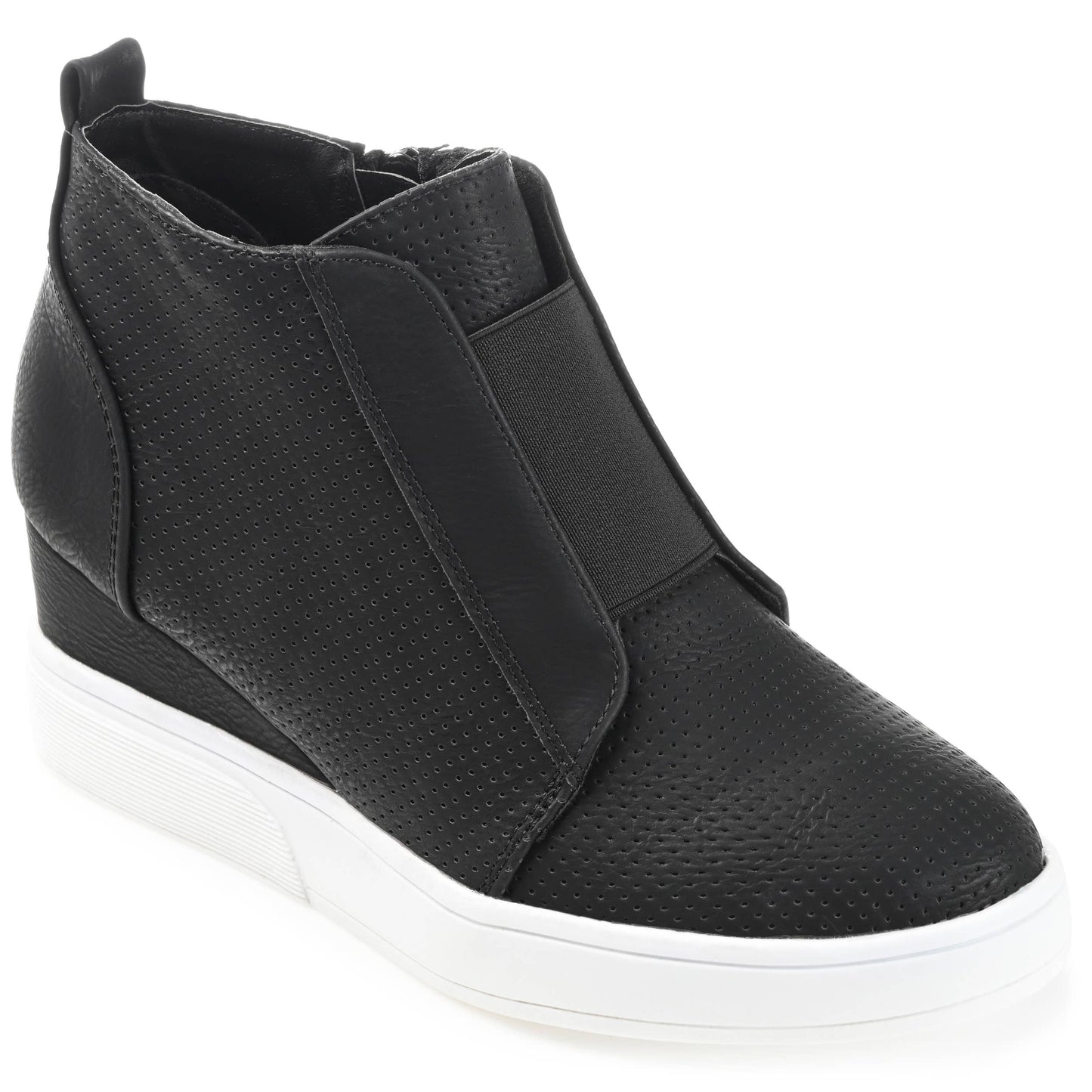 Clara Wedge Sneakers In Faux Leather: Black / 10 / Medium