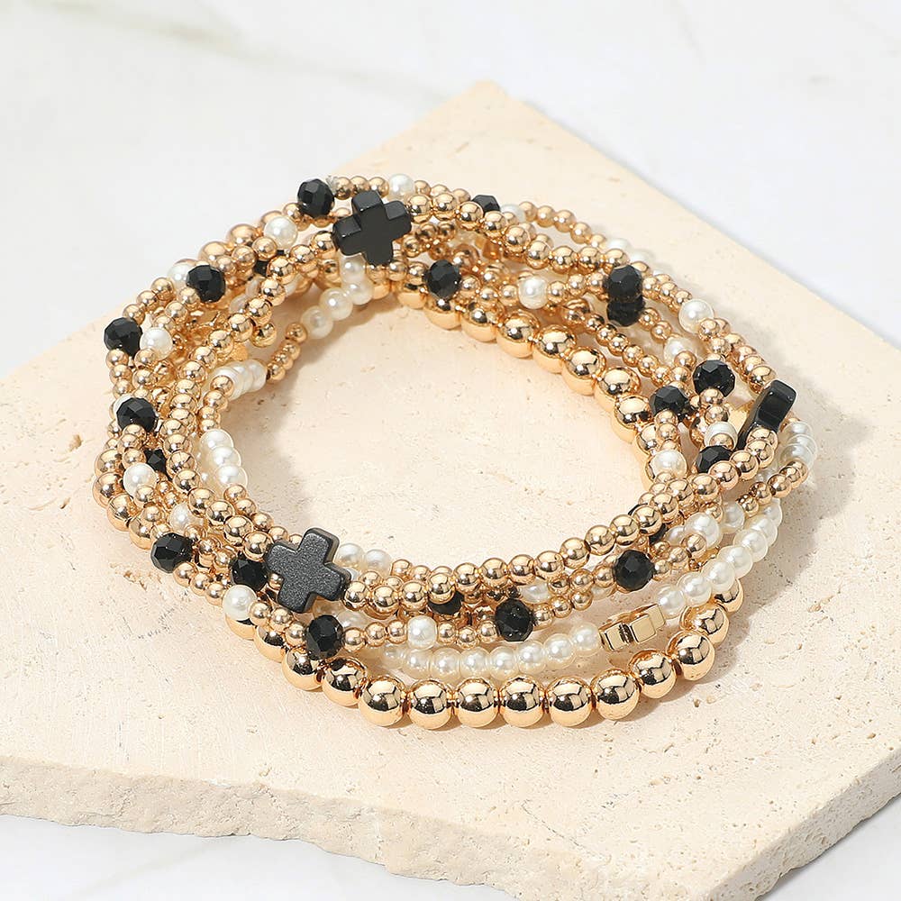 7 piece white cross bracelet