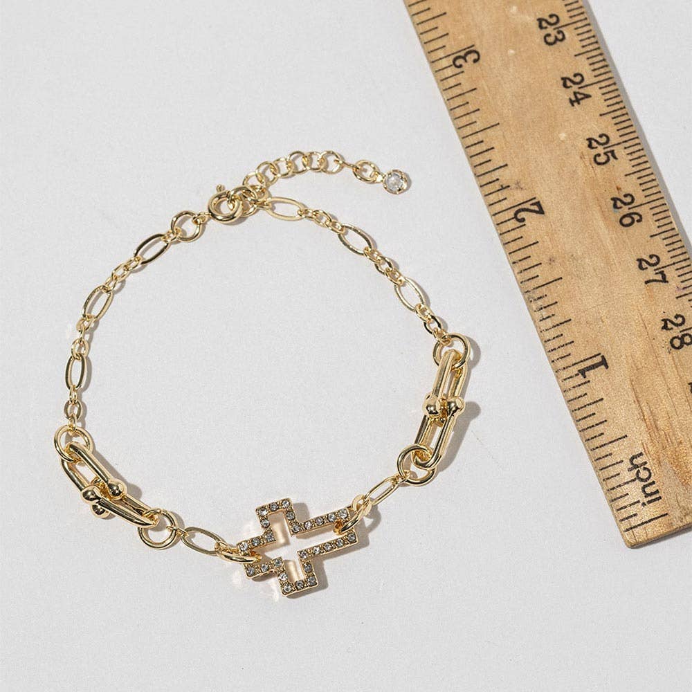 Gold cross bracelet