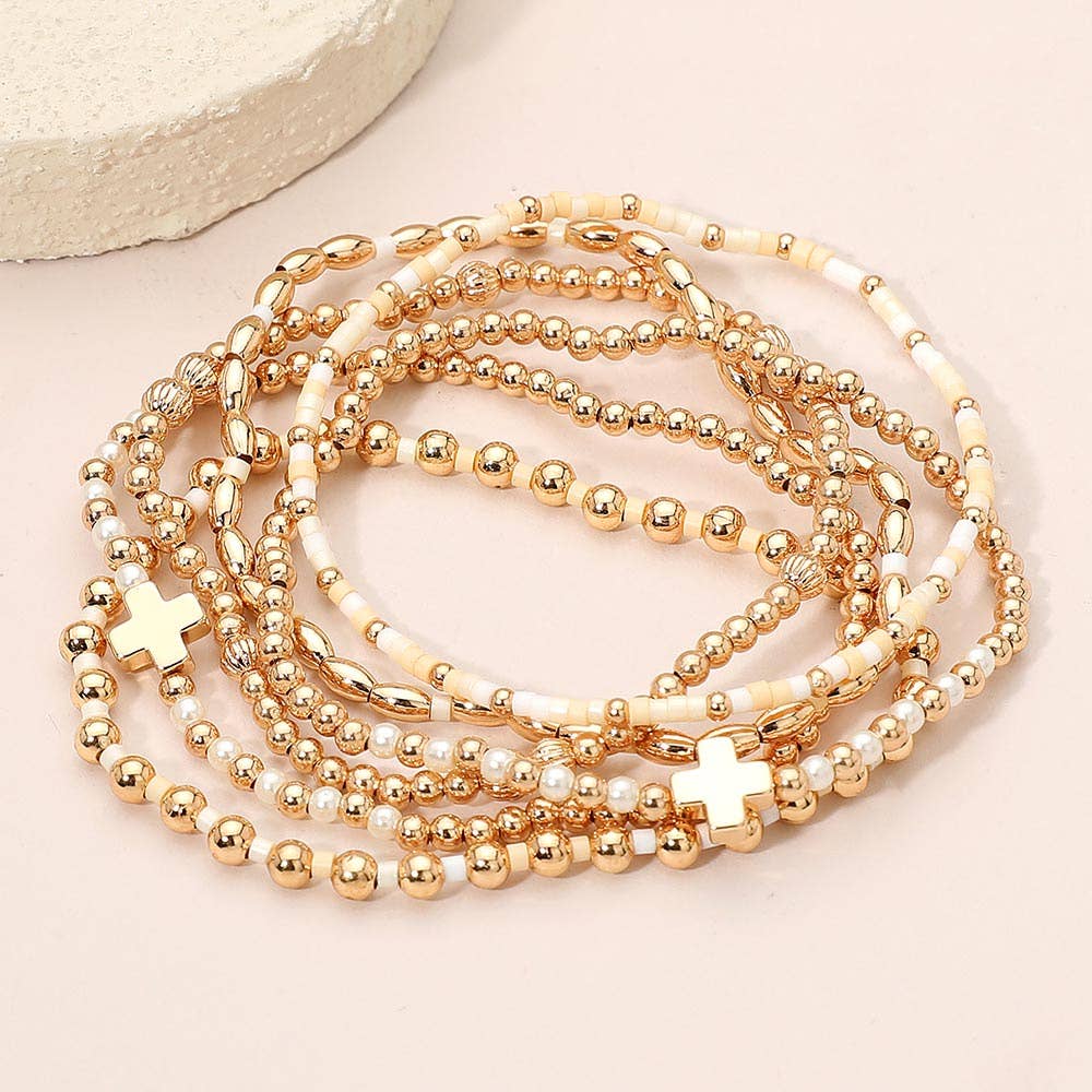 6 piece cross detail bracelet Neutral