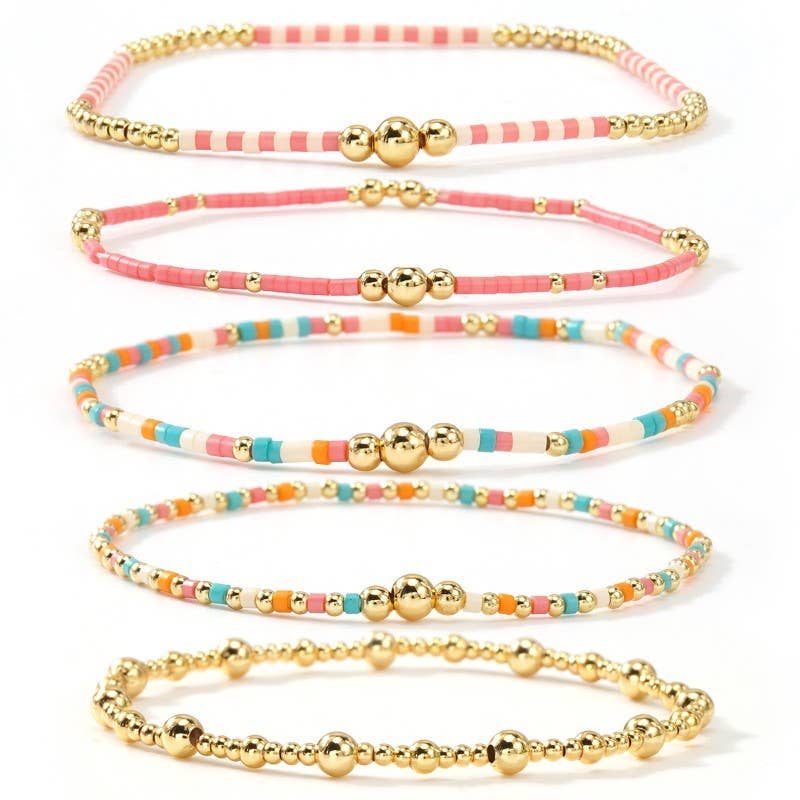 Multi layering bracelet pink/gold