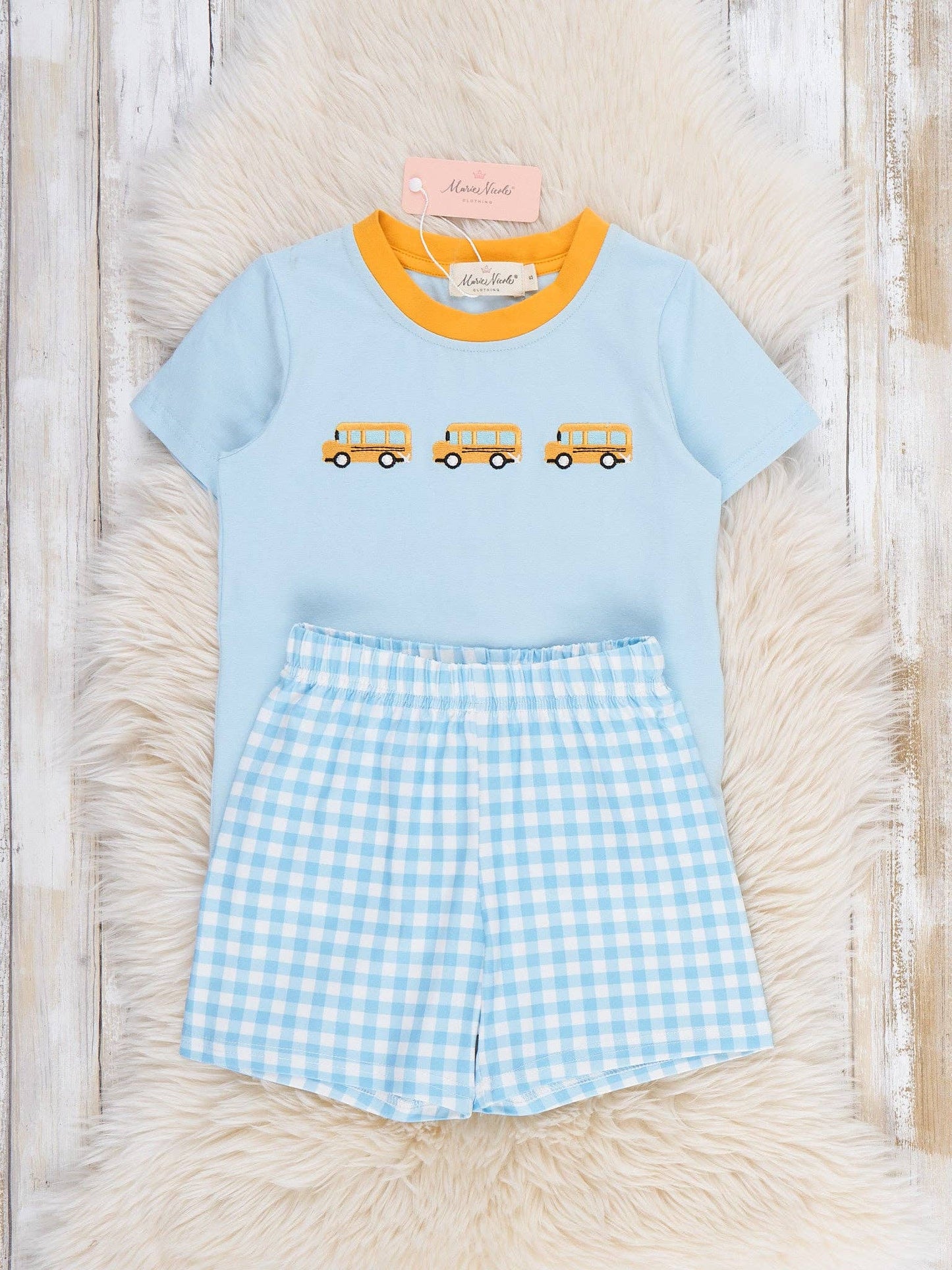 Playful Bus Embroidered Outfit: L(4yrs)
