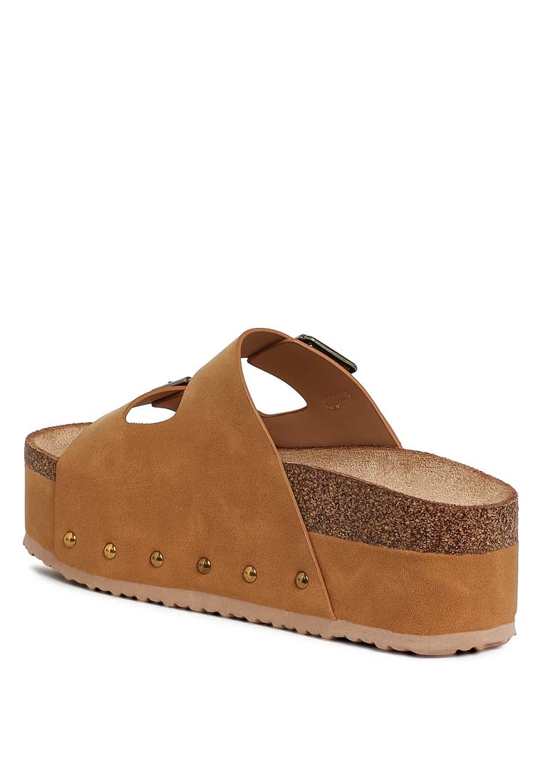 Platform studded slip ons