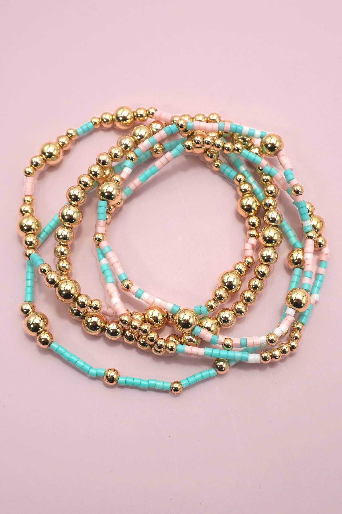 Multi layering bracelet teal/gold