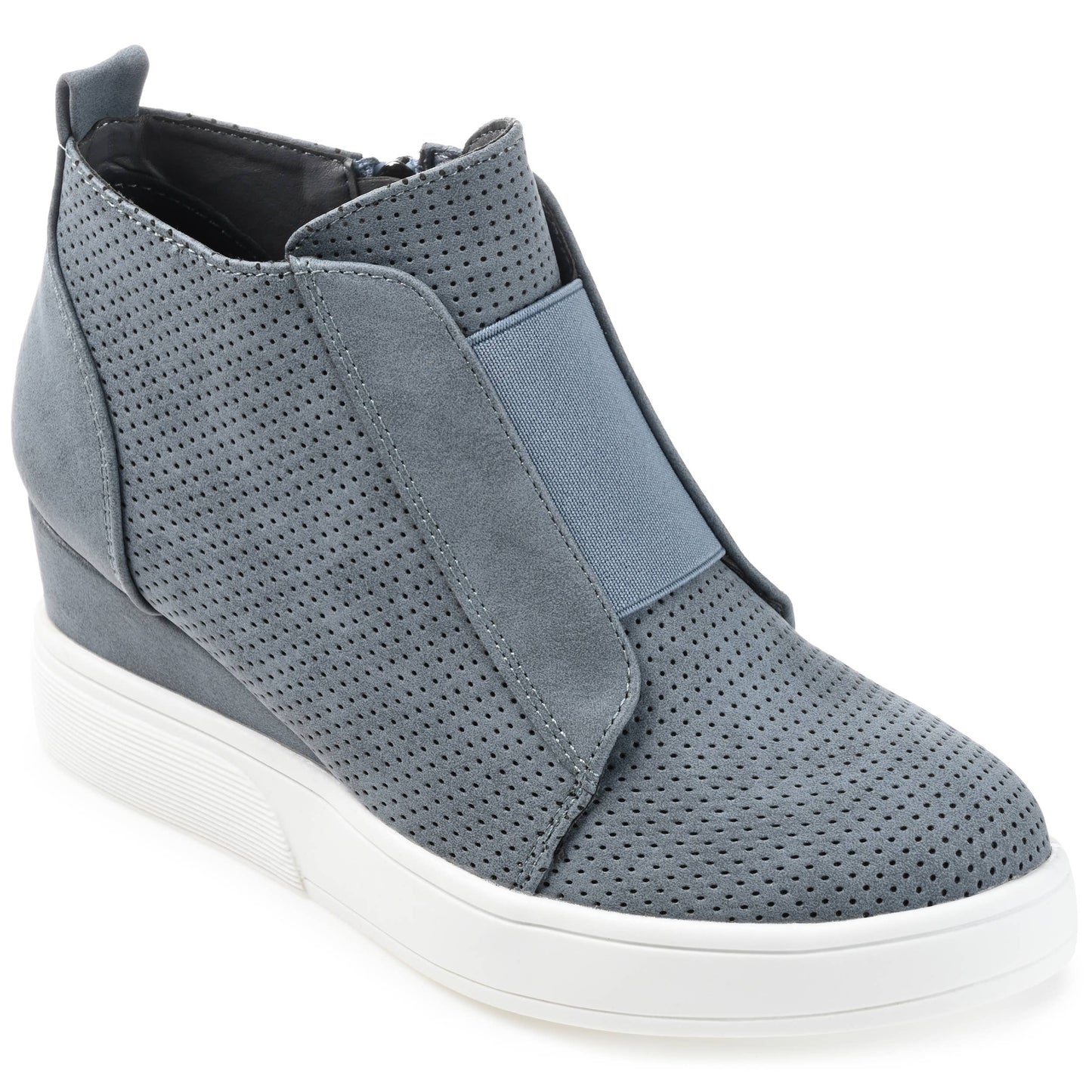 Clara Wedge Sneakers In Faux Leather: Olive / 7 / Medium