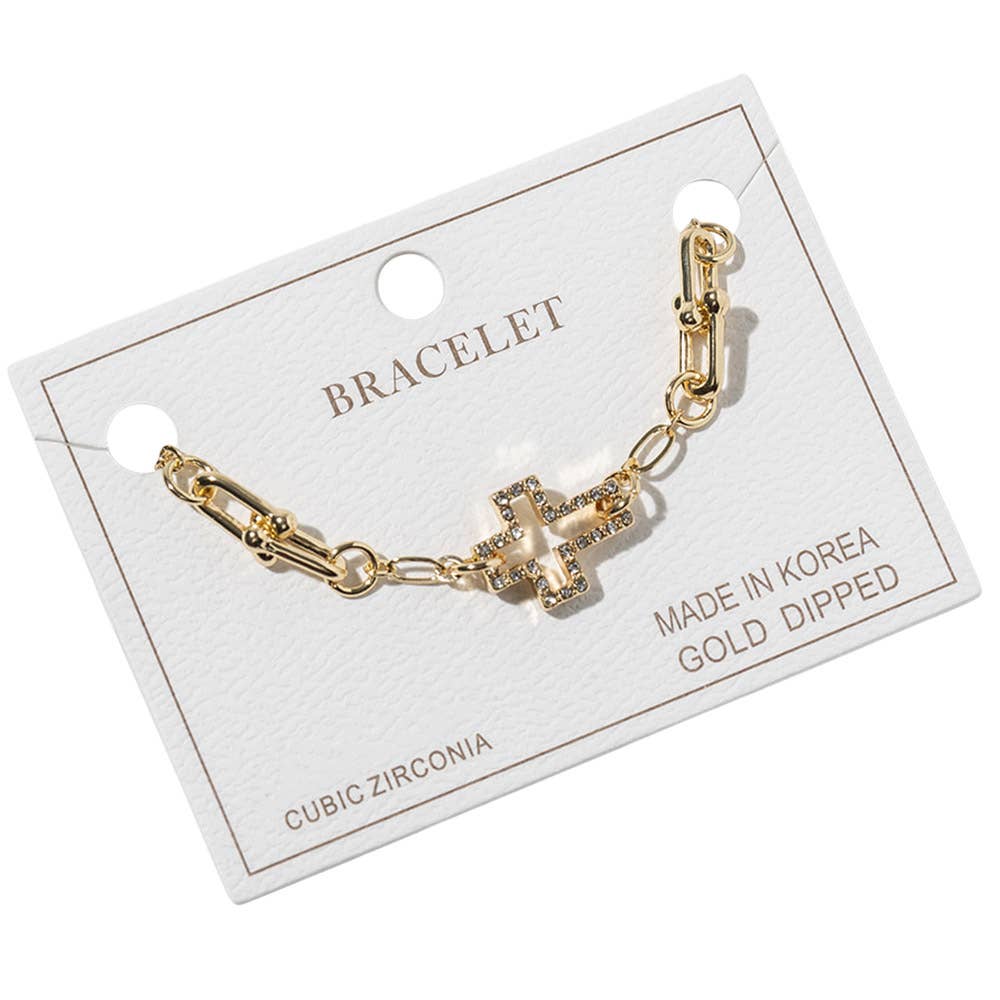 Gold cross bracelet