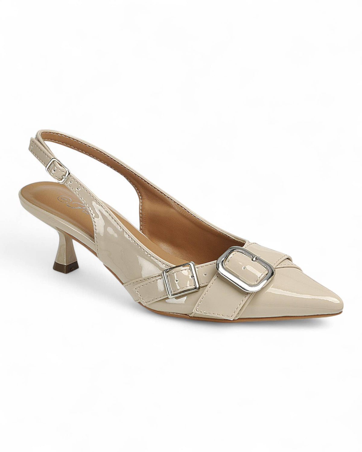 Slingback buckle kitten heel